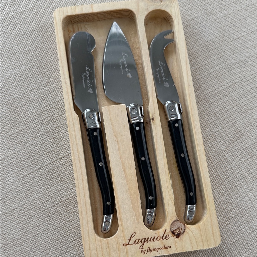 Laguiole Set of 3 Stainless Cheese Knife Set